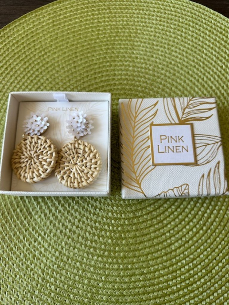 Raffia Drop Floral Earrings By Pink Linen - So Cute For SpringSummer 19$